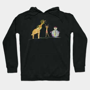 3 quirky friends with giraffe Hoodie